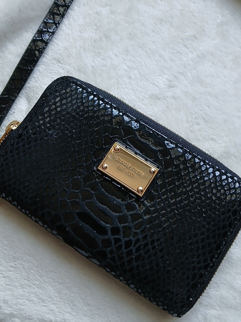 Michael Kors Black Patent Snake-Embossed Wristlet Wallet - NWOT